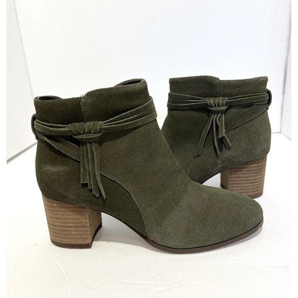 Violet & Red Shoes - Violet & Red Jenna Green Suede Booties Sz. 6.5